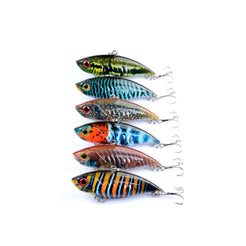 6x 6.5cm Vib Bait Fishing Lure Lures Hook Tackle Saltwater