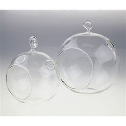 4 x Hanging Clear Glass Ball Tealight Candle Holder  - 10cm Diameter / High - Wedding Globe Decoration Terrarium Succulent Plant Mini Garden Holder Decor Craft Gift