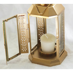 5 Pack of Gold Metal Miners Lantern Summer Xmas Wedding Home Party Room Balconey Deck Decoration 21cm Tealight Candle