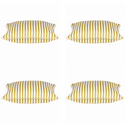 Pack of 4 Dandi Mustard Yellow & White Striped Square Cushion Covers 40x40cm