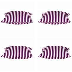 Pack of 4 Dandi Fuchsia Plum Purple & White Striped Square Cushion Covers 40x40cm