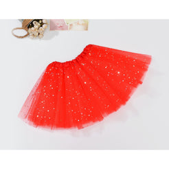 Sequin Tulle Tutu Skirt Ballet Kids Princess Dressup Party Baby Girls Dance Wear, Red, Kids