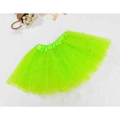 Sequin Tulle Tutu Skirt Ballet Kids Princess Dressup Party Baby Girls Dance Wear, Neon Green, Kids
