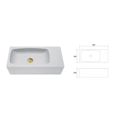 New Concrete Cement Wash Basin Counter Top Matte Black Wall Hung Curved Basin