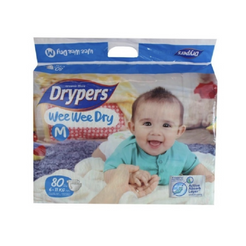 80pk Drypers Wee Wee Dry Disposable Diaper Nappies Nappy - Medium 6-11kg