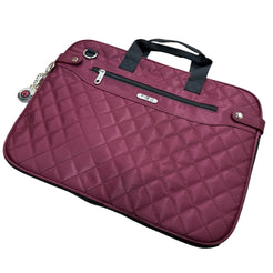 RFID Quilted Taslon Laptop Bag Sleeve Computer Travel w/ Tablet Holder - Marsala