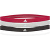 Adidas 3-Pack Sports Hair Bands Taining Stretch Headband - Black/Grey/Burgundy