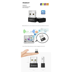 Simplecom NW602 AC600 Dual Band Nano USB WiFi Wireless Adapter