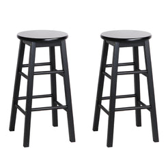 Artiss 2x Bar Stools Round Chairs Wooden Black