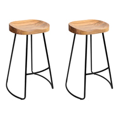 Artiss 2x Bar Stools Tractor Seat 65cm Wooden