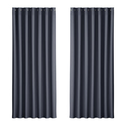 Artiss 2X Blockout Curtains Eyelet 240x230cm Charcoal