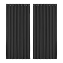 Artiss 2X Blockout Curtains Eyelet 300x230cm Black