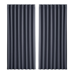 Artiss 2X Blockout Curtains Eyelet 300x230cm Charcoal