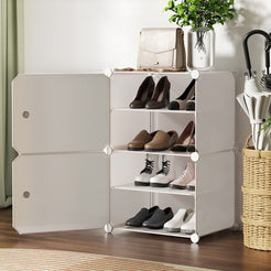 Artiss Shoe Cabinet DIY Shoe Box White Storage Cube Portable Organiser Stand