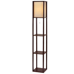 Artiss Floor Lamp 3 Tier Shelf Storage LED Light Stand Home Room Vintage Brown