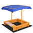 Keezi Kids Sandpit Wooden Sandbox Sand Pit with Canopy Water Basin Toys 103cm