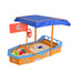 Keezi Kids Sandpit Wooden Boat Sand Pit with Canopy Bench Seat Beach Toys 150cm