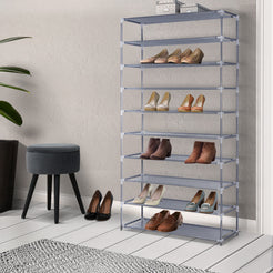 10-Tier Stackable Shoe Rack with Sturdy Metal Frame & Non-Woven Fabric