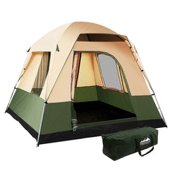 Weisshorn Family Camping Tent 4 Person Hiking Beach Tents Green