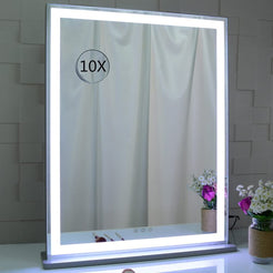 10x Magnification Mirror with Smart Touch Control & 3 Colors Dimmable Light - Bathroom & Bedroom (71x57 cm)