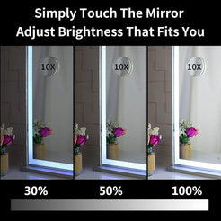 10x Magnification Mirror with Smart Touch Control & 3 Colors Dimmable Light - Bathroom & Bedroom (71x57 cm)