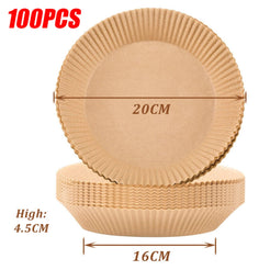 100PCS Air Fryer Disposable Paper Liner Set - Non-Stick Pan Parchment Baking Paper