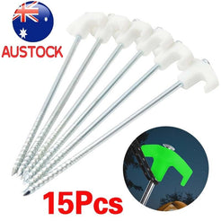 15PCS/set Tent Pegs Heavy Duty Screw Steel In Ground Camping Stakes Outdoor Nail