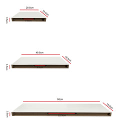 Ekkio Floating Shelf Set of 3 White EK-WS-101-SH