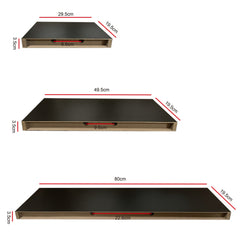 Ekkio Floating Shelf Set of 3 Black EK-WS-100-SH