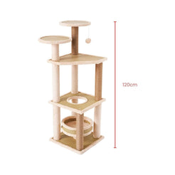 Floofi 120cm 5 Layer Cat Condo Cat Tree Beige FI-CT-151-MM