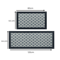 GOMINIMO 2 PCS Washable Non Slip Absorbent Kitchen Floor Mat (44x80+44x120cm, Black Lucky Clover) GO-KRM-101-QC