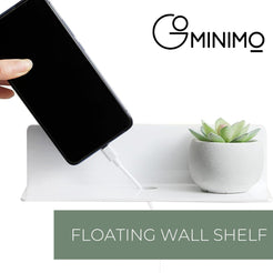 GOMINIMO Acrylic Floating Wall Shelf Set of 4 with Cable Clips (White) GO-FWS-101-SYD