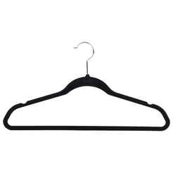 GOMINIMO 30 Pack of Non-Slip Velvet Suit Hangers with Tie Organisers (Black) GO-VH-100-SH