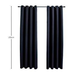 GOMINIMO Blackout Window Curtains for Thermal Insulated Room (Set of 2, W132cm x D213cm, Black) GO-CNB-106-MM