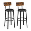 VASAGLE Set of 2 Bar Stools with Footrest PU Cover Vintage Brown Black