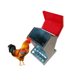 Galvanised Steel Automatic Chicken Feeder Trough - 10kg Capacity - Self Feed - Rust-proof & Waterproof - Protects Feed - Easy Assembly