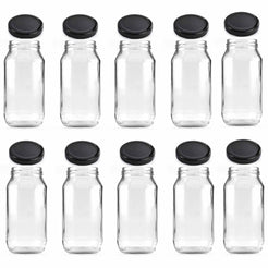 10x 1L Flint Glass Jars with Twist Finish Lids - Food Storage & Preserving