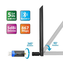 Simplecom NW632 Wi-Fi 5 Bluetooth 5.0 USB Adapter AC1200 Dual Band
