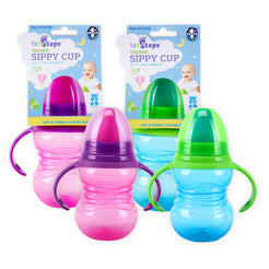 1st Steps 12PCE 265ml Sippy Cups Removable Handles Soft Silicone Teats