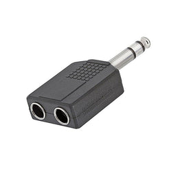 1/4" Mono Male to 2x 6.35mm Female Audio Connector Adapter Splitter