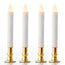 10-Pack Taper Stick Battery Candle - Natural Flame Light - No Flicker - Gold Stand Base