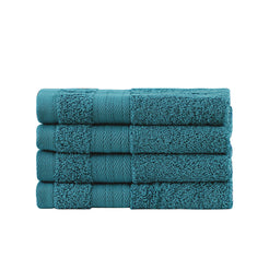 Linenland Bath Towel Set - 4 Piece Cotton Washcloths - Blue