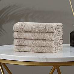 Linenland Bath Towel Set - 4 Piece Cotton Washcloths - Sandstone