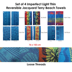 Set of 4 Imperfect Jacquard Terry Beach Towels Butterfly