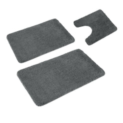 Florenz Set of 3 Contour Bath Mat Set Charcoal (Also Known as Smoke)