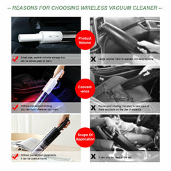 Wireless Charge 6000Pa Suction Powerful Portable Car Vacuum Cleaner Home Duster(Black)