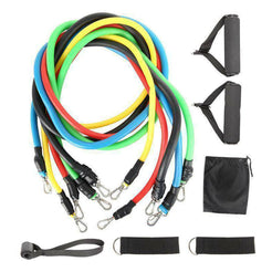 11-Piece Elastic Pull Rope Belt Set - Home Gym Fitness Exercise Resistance Bands