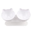 White Double Cat Bowl Pet Bowls Stand Dog Elevated Feeder Food Water Raised Lifted