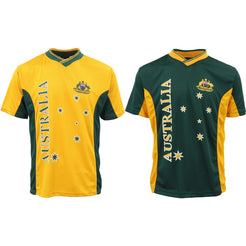 Adults Kids Men's Sports Soccer Rugby Jersy T Shirt Australia Day Polo Souvenir, Gold, 14 (Kids)