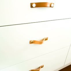 Genuine Leather Door Knob Cabinet Handle Pull - 100% Leather, Handmade